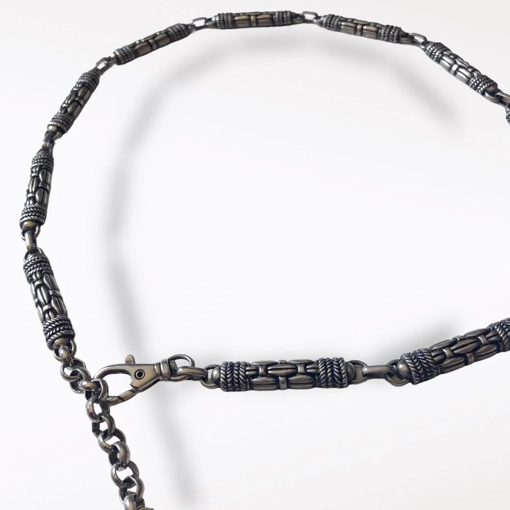 Vintage Metal Chain Belt Y2K Antiqued Silver Links Medium